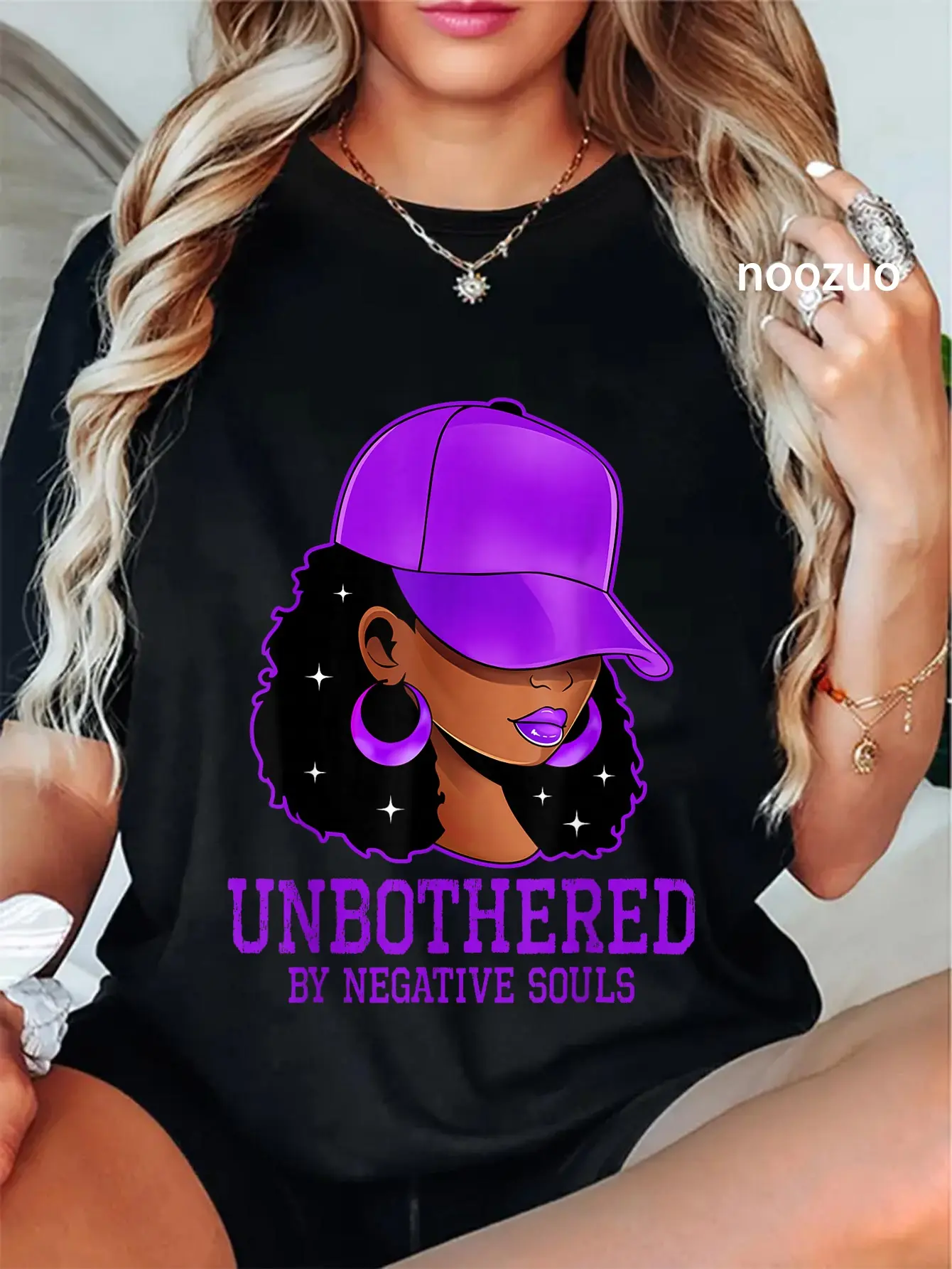 100% Cotton Unbothered African American Afro Queen Sassy Black Woman T-Shirt