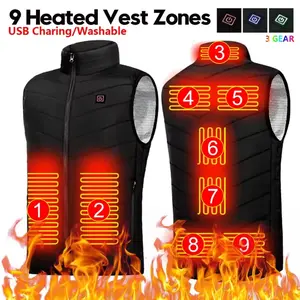 9 Areas Men Heating Vest USB Heated Jacket Women Heated Clothes without PowerBank