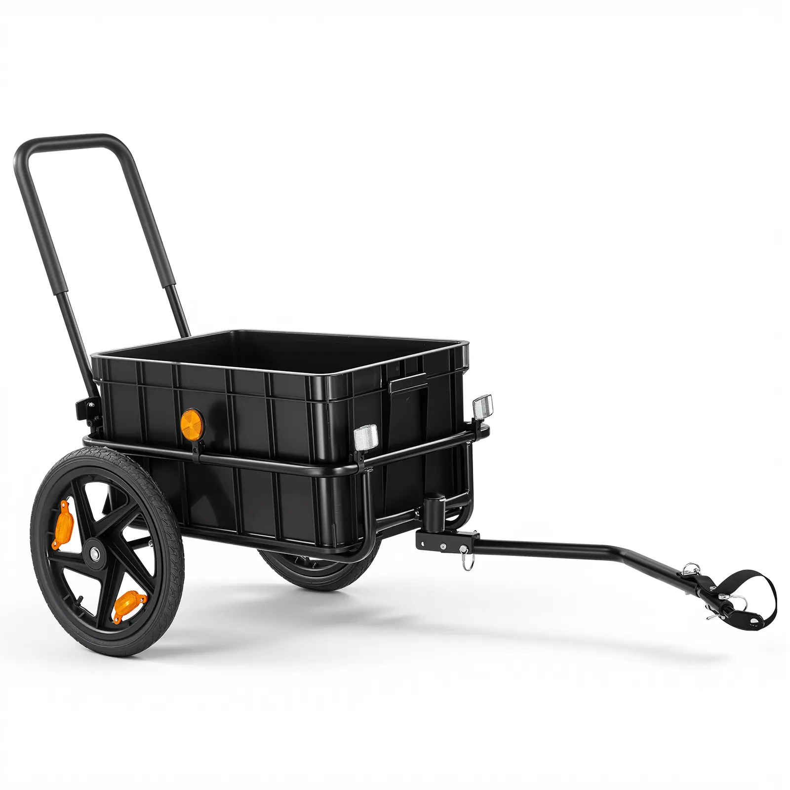 【summerfinds】VEVOR Bike Cargo Trailer 100 lbs 2-in-1 Pushcart Heavy-Duty Bicycle Wagon, Cart with Waterproof Cover, 7 in & 16 in Wheels, Reflector, Carbon Steel Frame, Fits 22-28 in Bike Wheels, for Carrying Cargo