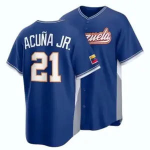 Ronald Acuña Jr. Jersey,Venezuela 2026 Royal White Shirt Custom Jersey #Baseball #gift