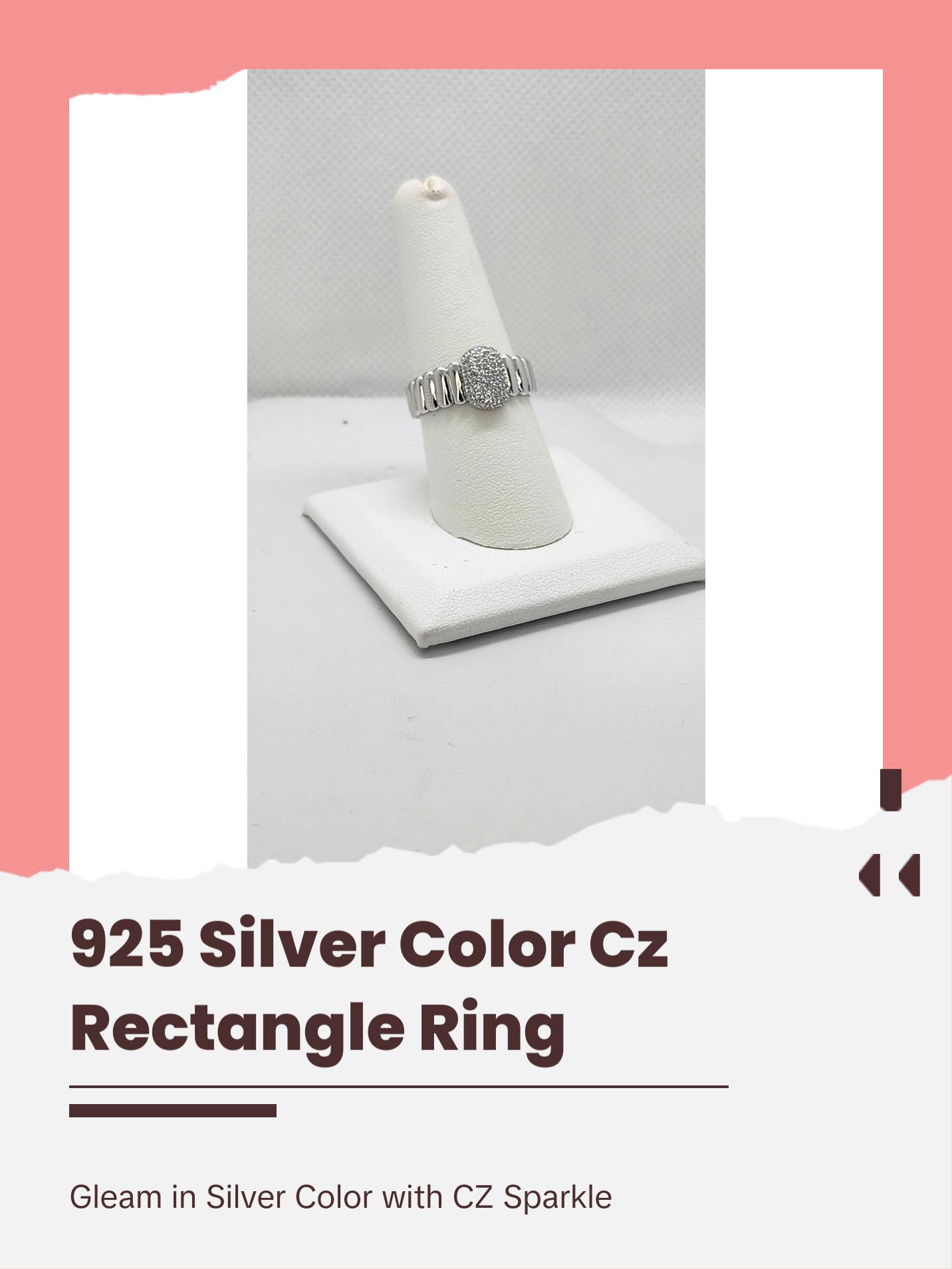 Brand New Sterling Silver 925 Rectangle Cz Ring