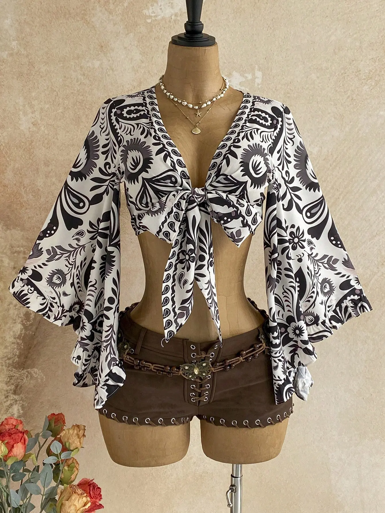 ZESTY Graduation Brunch Outfit Black And White Stripe Blouse Boho Beach Wedding Guest Music Festival Flowy Top Chic