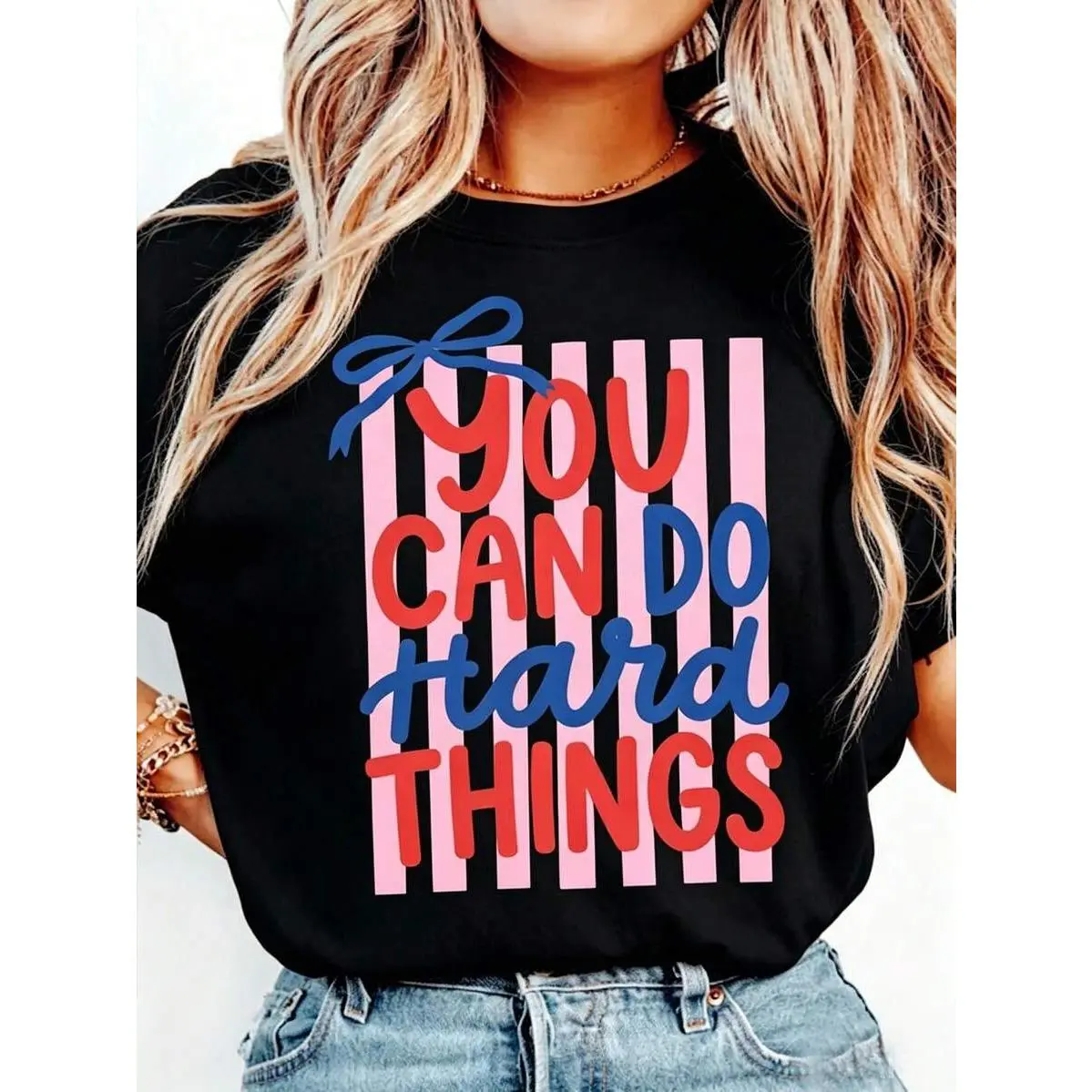 You Can Do Hard Things Shirt, Coquette Motivational Teacher Shirt, Mental Health Tee, School Counselor Gift, Therapist Shirt Casual Cotton