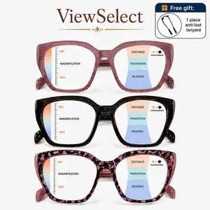 Progressive Multifocal Photochromic Reading Glasses for Women, Light Adaptive Blue Light Filtering Readers, Oversized Cat Eye Frames