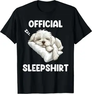 Official Maltese Sleepshirt Cute Dog Lover Pajama Sleepwear T-Shirt