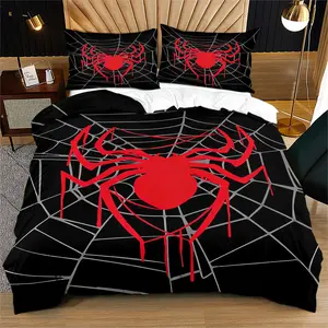 Spider-themed bedding set, featuring spider web patterns, is perfect for exclusive bedroom decor in teenagers' and adults' rooms, including 1 bedspread and 1 or 2 pillowcases