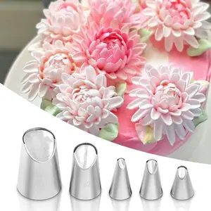 5 count Rose Flower Piping Tips Set Cake Decorating Tips Icing Piping Nozzles Set Cupcake Decorating Kit Cupcake Pastry Tool