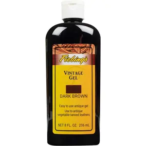 Fiebing's Vintage Gel (8 oz, Dark Brown) - Antiquing & Restoration Gel for Contrasted Accent Finish on Smooth & Tooled Leather Boot, Shoe, Purse - Two-Toned Effect Emphasizes Leathercraft Embossing