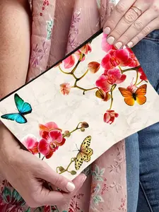 1PC butterflies Makeup Bag - Zipper Pouch, Lightweight & Foldable Travel Organizer with Double-Sided Design for Cosmetics, Cute Gift Idea, Compatible for Travel, Gym, Camping - Ideal Gift for & Women, Ideal for Spring and Summer Getaways4.01PYT-1