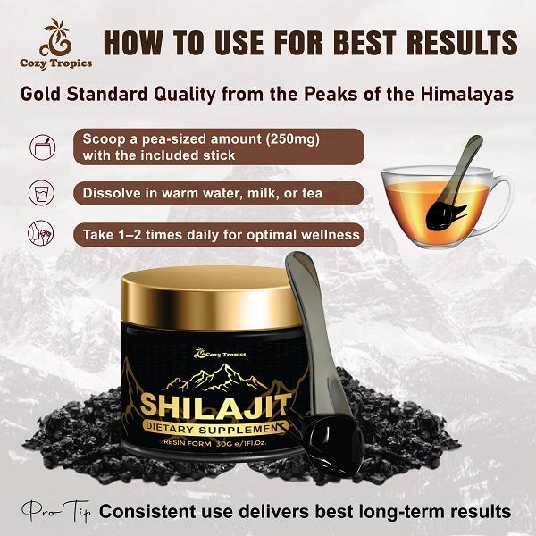 Cozy Tropics Pure Himalayan Shilajit Resin 30G - 85 Trace Minerals Natural Mineral Resin for Daily Balance & Vitality