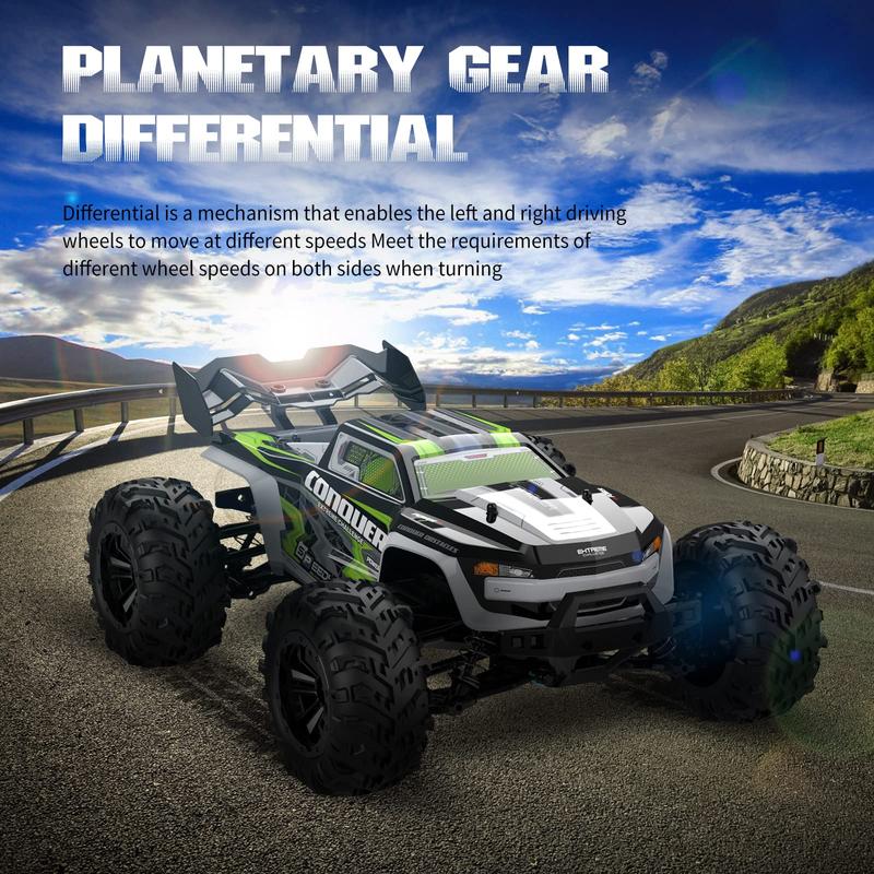 1:16 Full Scale RC Cars, 50 km/h 4WD Off-Road RC Truck with LED Front Lights and Rechargeable Batteries, High-Speed Drift Monster Truck, Perfect Birthday Gift for Kids Aged 8 and Up Remote Control Crawler Remote Control Kart
