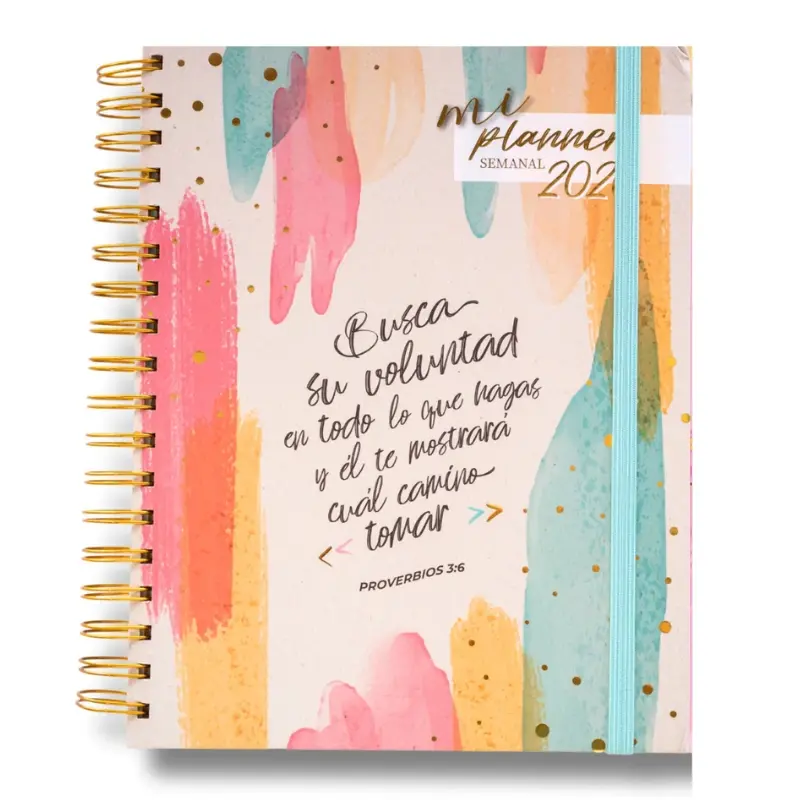 Planner 2026 Acuarela - Daily Planning with Biblical Purpose and Devotional Content - 24 x 19.6 cm - Inspirational Verses and Monthly Goals - Perfect for Faith Growth and Life Organization