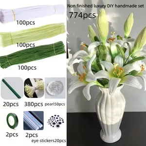Mother's Day 774pcs Lily Twist Rod Bouquet Kit, Upgraded Encryption DIY Craft Project, Perfect for Valentine's Day, Mother's Day, Day