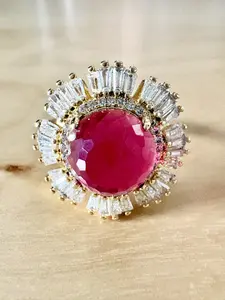 Scarlet Ballerina Red Crystal Plated Cocktail Ring