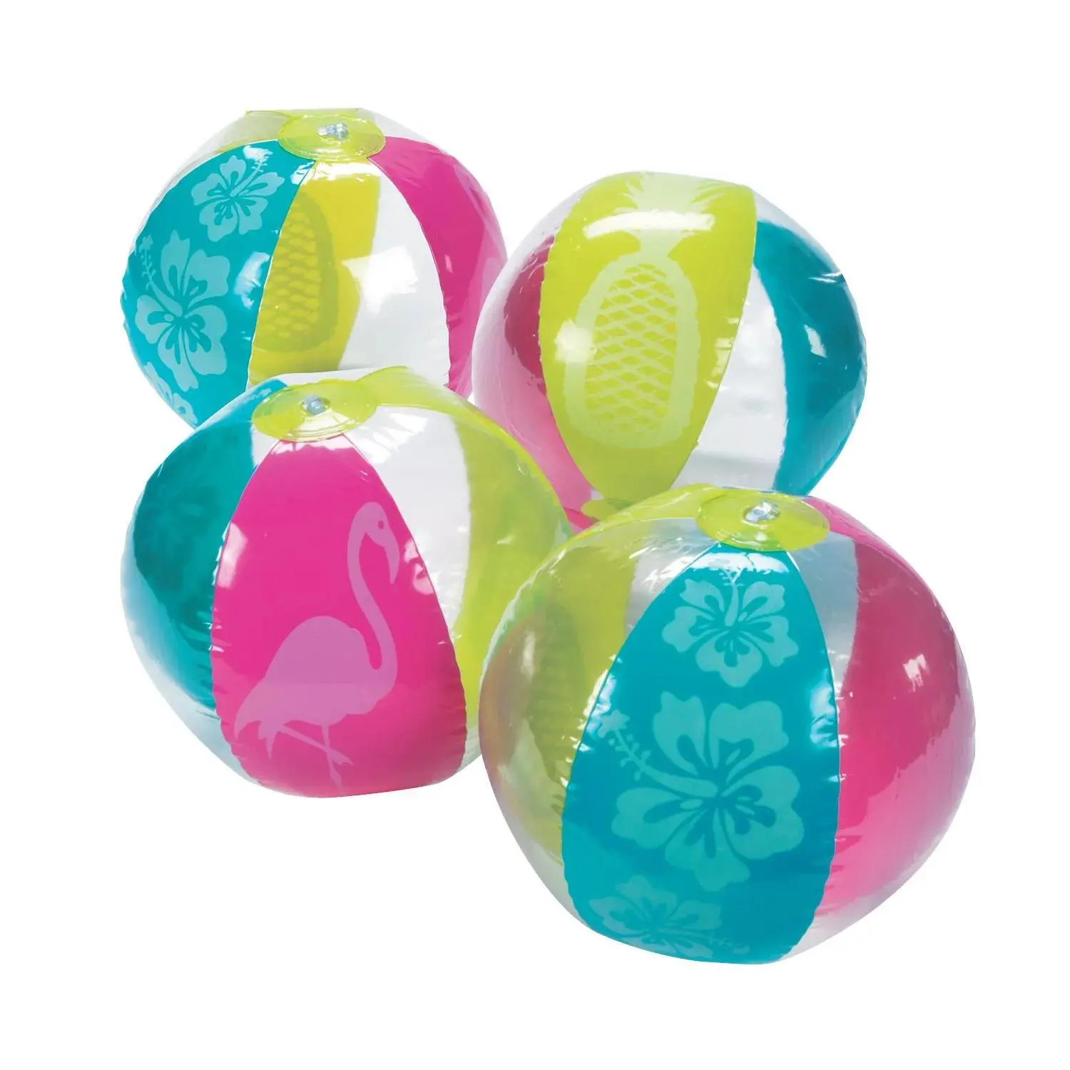 Medium Inflatable 9" Tropical Summer Fun Vinyl Beach Balls - 12 Pc.