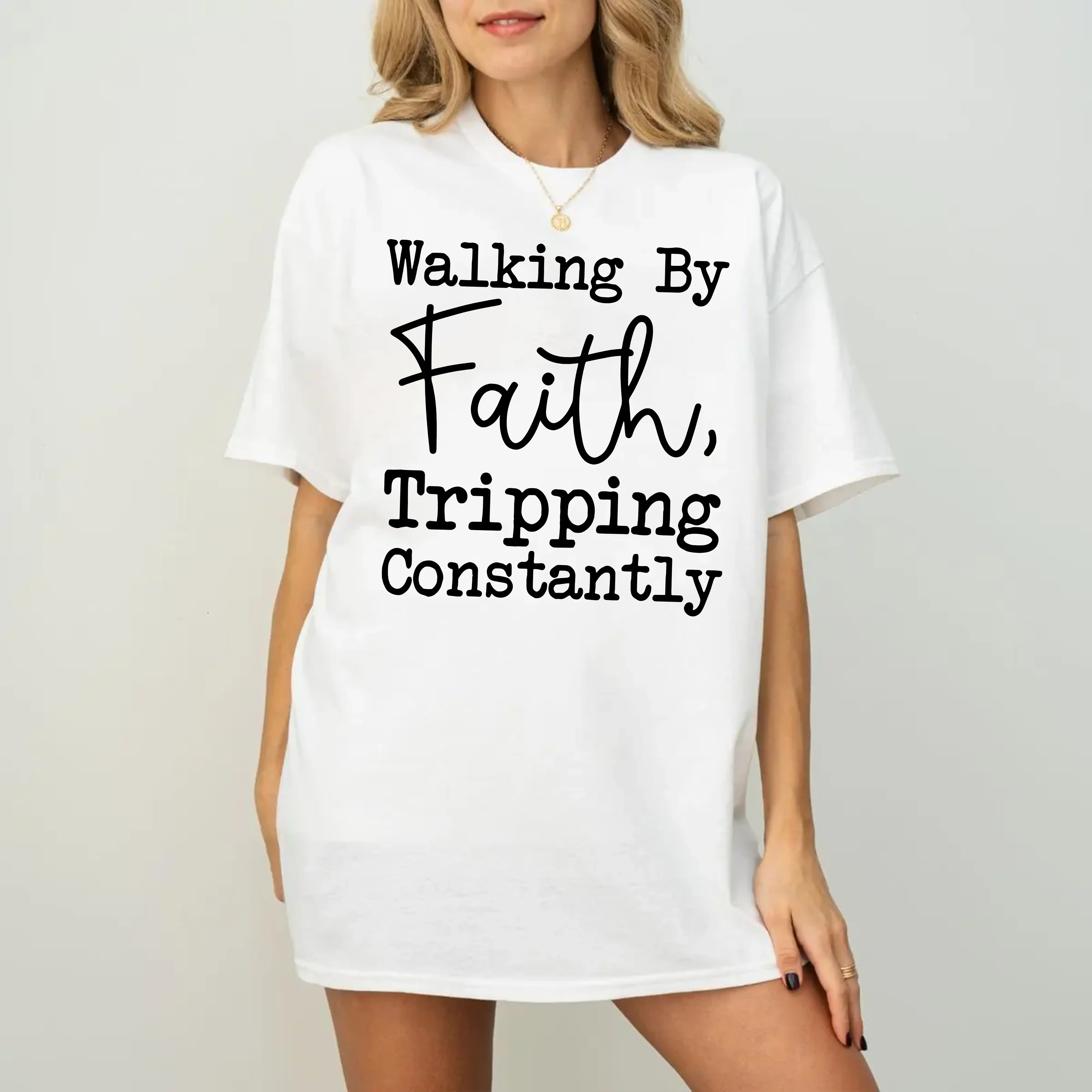 [Sale Up To 70%][Made In USA][Tax-Free] Walking by Faith Tripping Constantly Shirt, Bible Verse Shirt, Christian Religious Shirt, Subtle Christian Tee for Men Women, Christian Bible Verse Graphic Tee, Religious Apparel, Faith Shirt