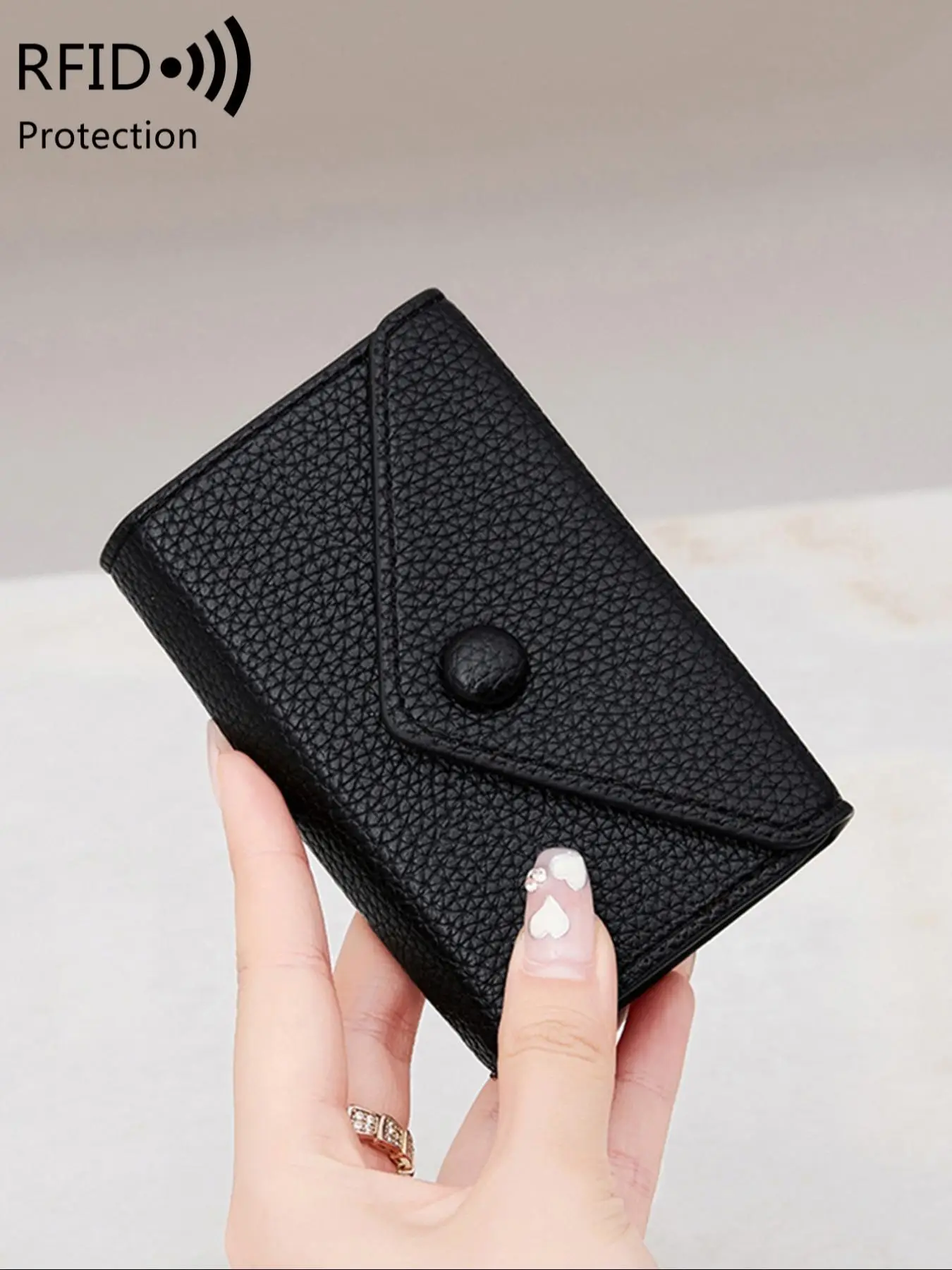 Simple Plain Color Card Holder, Casual Versatile Mini RFID Blocking Card Holder for Men and Women, Lightweight Portable Minimalist PU Leather Solid Co