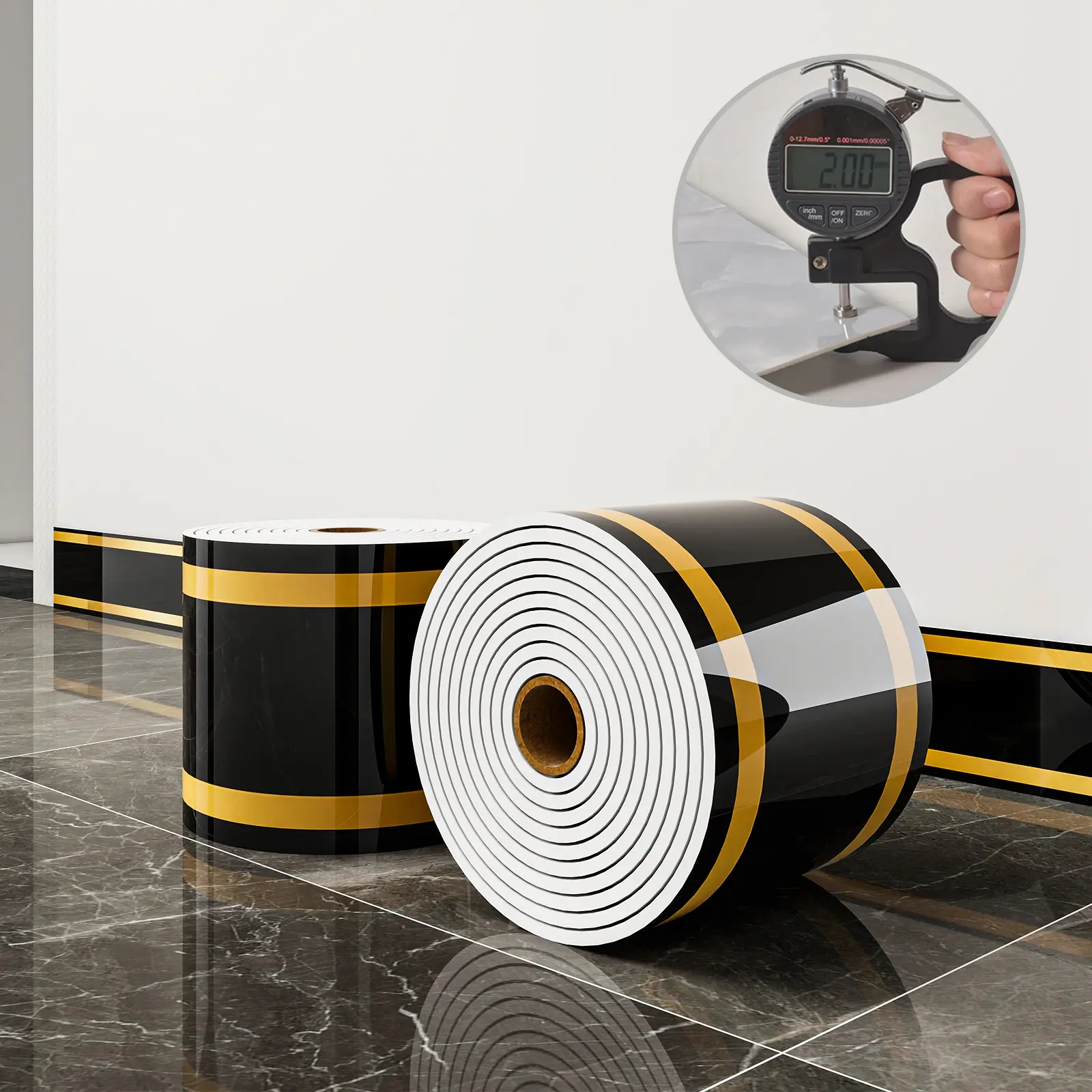 1 roll, 197 inches x 3.94 inches, large thickened version, European-style marble tile panel wallpaper, self-adhesive PVC faux brick, peel and stick, DIY removable with no residue, waterproof, wear-resistant, long-lasting, Marble Pattern Wallpaper