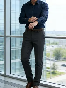 Men's Solid Color Suit Pants, Regular Fit Casual Comfy Trousers for Work Office Business, Men's Suit Pants for All Seasons, Menswear, Workwear