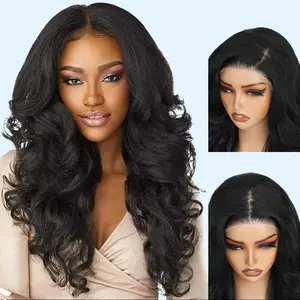 Auvzy 4X6 Glueless Lace Front Wig Body Wave Synthetic Wig Pre Plucked Hairline 24inch Natural Density 3D Dome Cap Beginner Friendly Vacation Hair with Summervibes