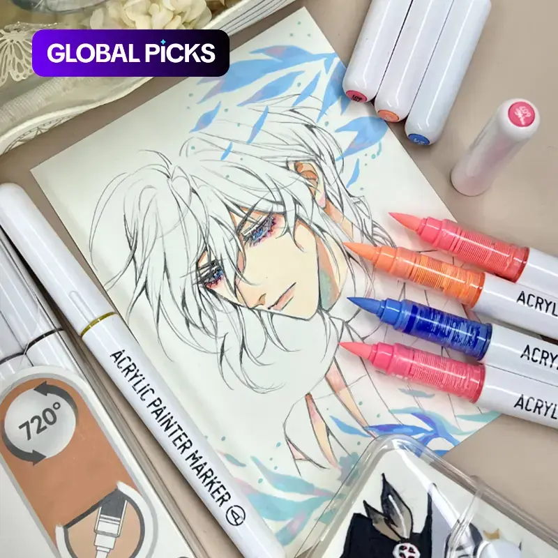 Festive Atmosphere Painting Pen Set, Art Materials and Art Supplies, 81/126/207 Colors Available, Macaron and Skin-Tone Shades, Soft-Tip Large-Capacity Acrylic Markers for Non-Transparent Paper #GLOBAL PICKS