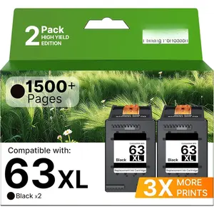 63XL Black Ink  Compatible for  63 Black Ink  63 XL for  Envy 4520 4512 Officejet 3830 4650 4655 4652 5258 5255 5252 5222 5255 Deskjet 1112 2130 2132 3630 3632 3830