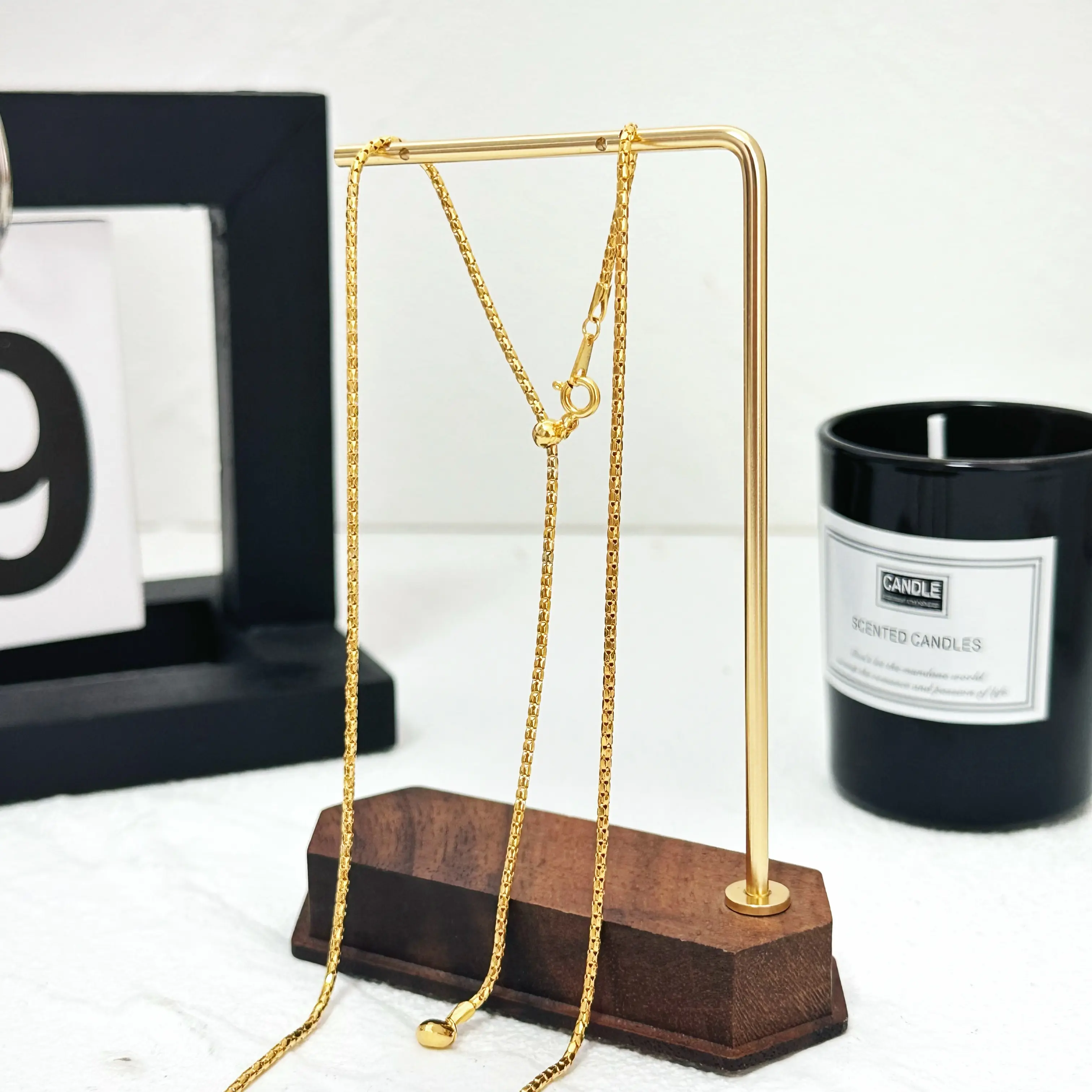 OP05-Adjustable 24inch S925 Sterling Silver Popcorn Chain-Dainy&Stackable
