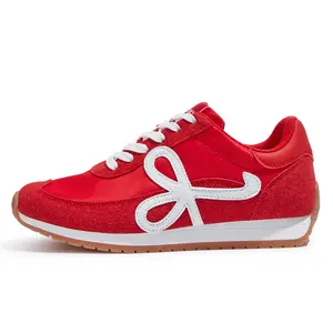 LUCKY STEP Women's Suede Lace-Up Sneakers - Trendy Retro Low-Top Breathable Mesh Casual Sneakers for Running, Walking, Comfortable Ladies' Fashion Shoes, Suede Sneakers,summervibes outdoorfun