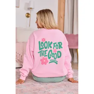 Look For The Good Light Pink Graphic Sweatshirt