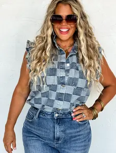 Lainey Checkered Denim Vest