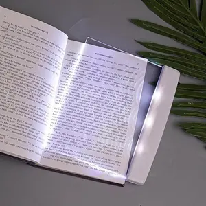 Flat Book Light Page Book Light for Reading in Bed at Night Clear LED Book Full Page Light Illuminator Panel Plate Lamp Board Wireless