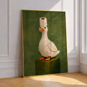 [Sale off up to 65%][Free Ship][No Frame] Duck poster, funny bathroom wall art, humorous animal print, vintage style decor, quirky home artwork, unique gift idea