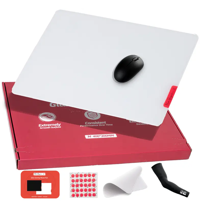 Flash Beyond Glass Gaming Mouse Pad - Premium Glass Pad with Protective Coating, Anti-Slip Rubber Base - Smooth, Precise Tracking