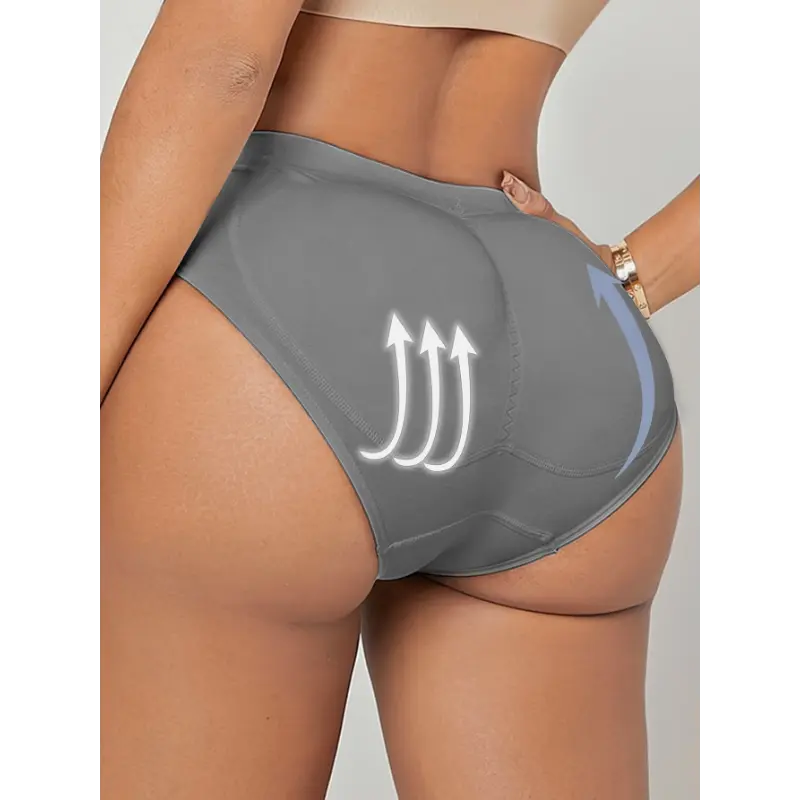 Solid Seamless Panties, Breathable & Comfort Butt Lifting Padded Panties, Women's Underwear & lingerie Shapewear