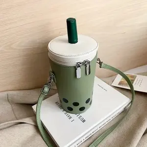Bubble Boba Milk Tea Shape Versatile Novelty Bag Crossbody Bag (Green)