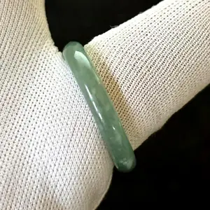 Minimalist Skinny Band Green Jade Ring, 3 mm Width