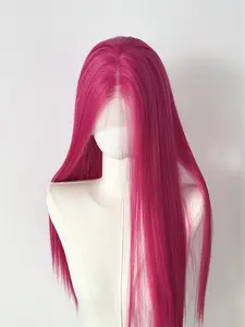 Pink Lace Front Wig 26" 13x4 Lace Frontal Wigs Long Straight Heat Resistant Fiber Synthetic Wig for Cosplay Synthetic Hair Wig