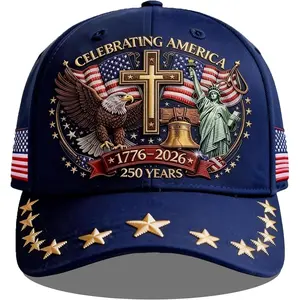 250 Anniversary USA Hat,Eagle Liberty Cross Printed Pattern,250th Anniversary USA hat,Adjustable Baseball Cap for Men Women