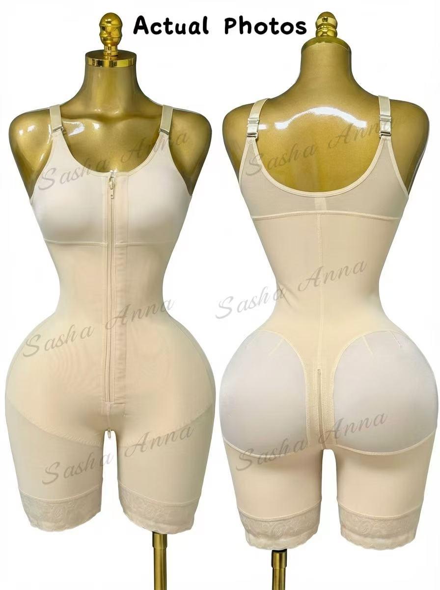 Women’s Fajas Colombianas shapewear  Tummy Control Butt Lifter Shaper with Zipper Crotch detachable shoulder strap Womenswear