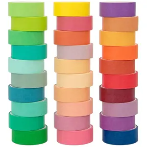 Tape Set 30 Rolls Premium Quality Decorative Colored Tapes for Scrapbooking Journaling & Craft Projects 3M Length Easy Application Gift Box Packaging