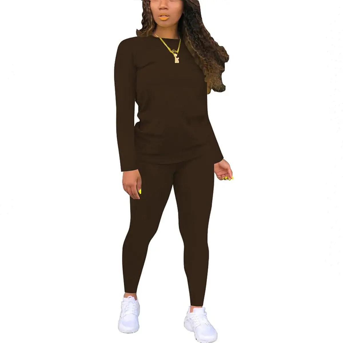 Women's 2-Piece Casual Polyester Sportswear Set - Striped-Edge Short-Sleeve Round-Neck Pullover, Slim-Fitting Pants