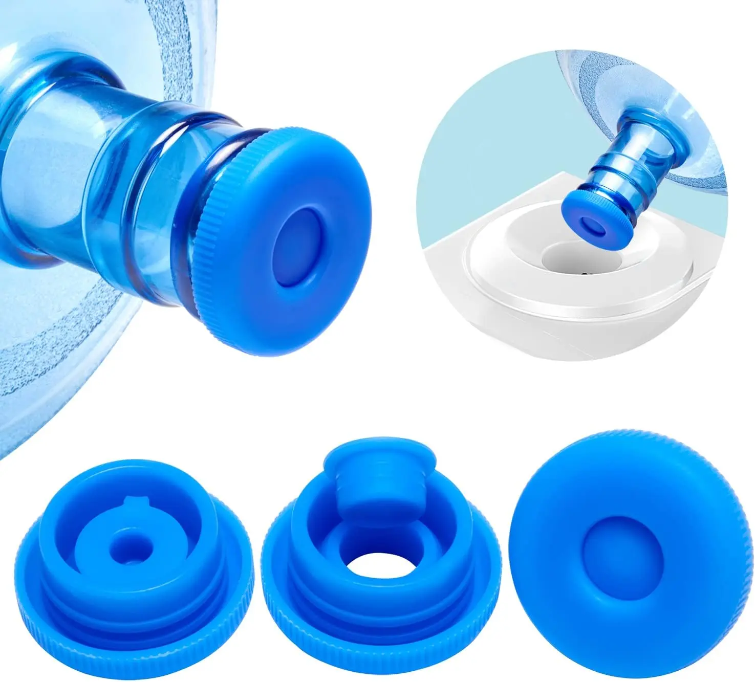 Water Jar Cap, 3/6 Counts Anti-Splash Dustproof Water Bottle Replacement Cap, Dispenser Cap Replacement, Water Jug Accessories, Drinkware Set