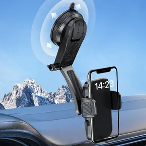 Car Phone Holder【2025 Stronger Suction & Clip】 Universal Cell Phone Holder for Car Mount for Dashboard Windshield Air Vent for iPhone 16 Pro Max 15 Samsung,Black