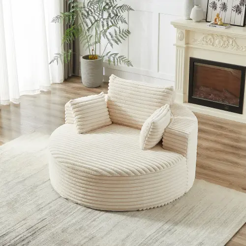 Beige + Chenille + 1 Seat + Foam