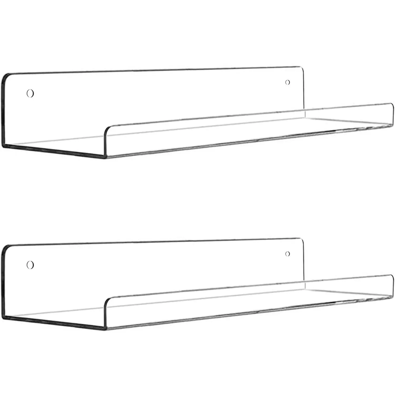 Floating Wall Ledge Shelf, Clear Bathroom Storage Shelves Display, 15" Invisible Bookshelf (2pack)