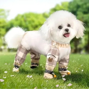 Full Leg Protection Reflective Stripe Pet Pants Adjustable Waterproof Pet Strolling Pants Anti-Slip Dustproof Dog Jumpsuit Shoes