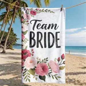 "Team Bride Floral" Beach Towel | Oversized, Quick Dry, Ultra-Soft Polyester | Multi-use for Travel, Swimming, Camping, Fitness | Perfect Choice for Beach Vacations | Machine Washable | 2D Flat | Best Gift for Friends and Family.