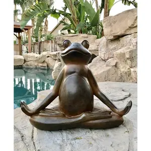 Ebros Rustic Yoga Frog Garden Statue Meditating Buddha Frog Sculpture 14"Long