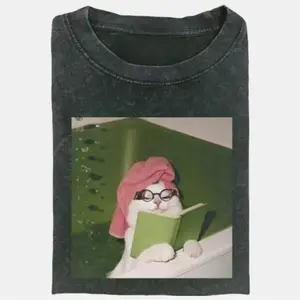 Just A Chill Girl Vintage Graphic Tee, The Cat Who Studied Hard T-Shirt, Cat Kitten Animal Shirt, Unisex Meme Cringe Funny Shirt, Menswear Womenswear Streetwear Cotton Comfort