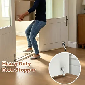 1pc Kick-Proof Door StopperSuitable for Door Bottom, Heavy-duty Design for Indoor/outdoor Commercial Use.Drill-free Safety Door Wedge, Anti-pinch Door Stopper.Available in Silvery and Black.